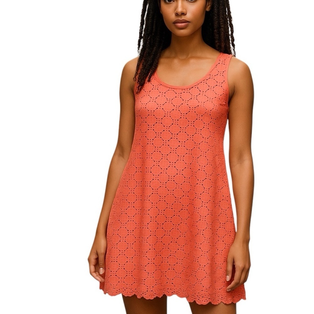 Title Nine Nimblene Orange Lasercut Stretch Outdoor Active Dress Women’s Medium - Picture 1 of 11